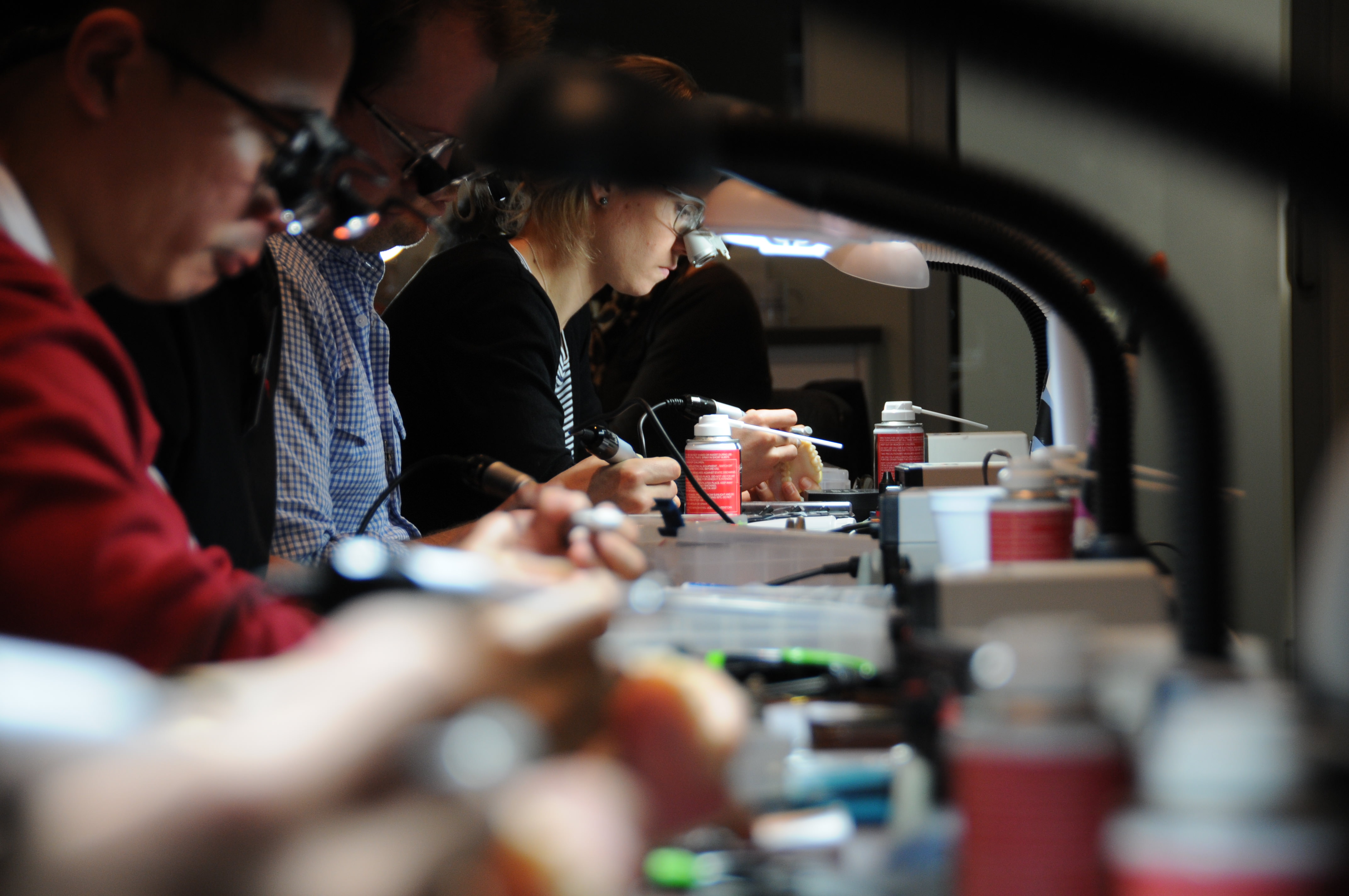 Dental professionals participating in hands-on education